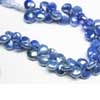 Natural Blue Chalcedony Silver Coated Faceted Heart Drops Briolette Strand 9 Inches and Size 10mm to 11mm approx.